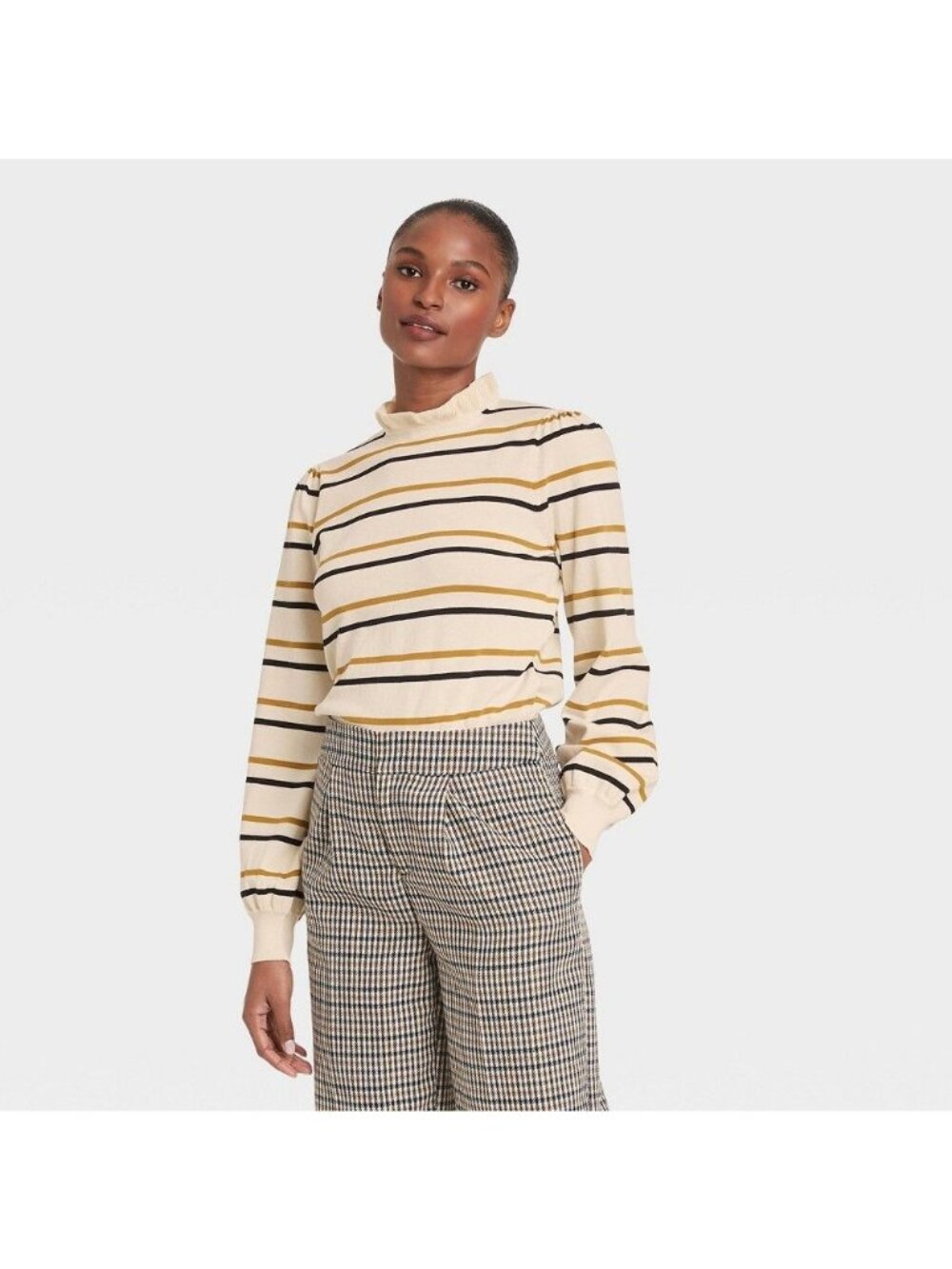 Women's  High Neck Puover Sweater - Who What Wear™  Striped Large